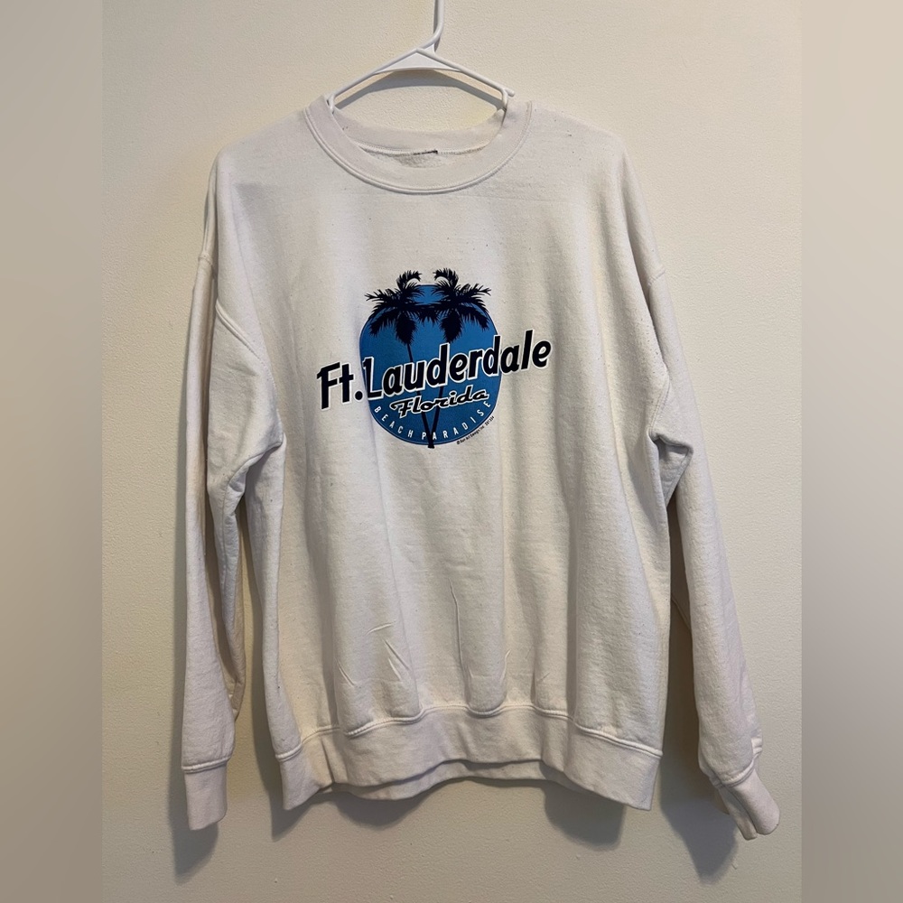 oversized white ft.Lauderdale crew neck